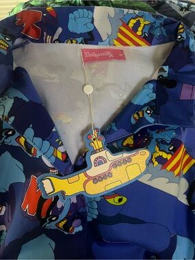 Sarsparilly Blue Beatles Yellow Submarine Print dress
